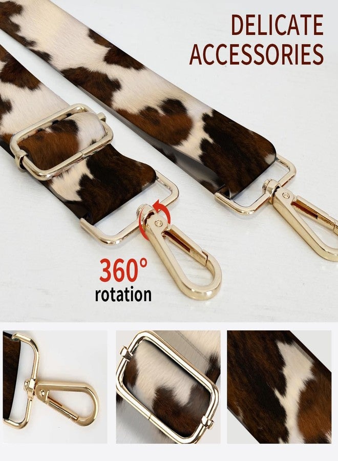 AIOGPD Purse Strap Replacement Crossbody, 3.8cm Wide Shoulder Strap Adjustable Replacement Belt Gold Buckle, Handbag Crossbody Bag Strap Retro Brown Cowhide - Image 2